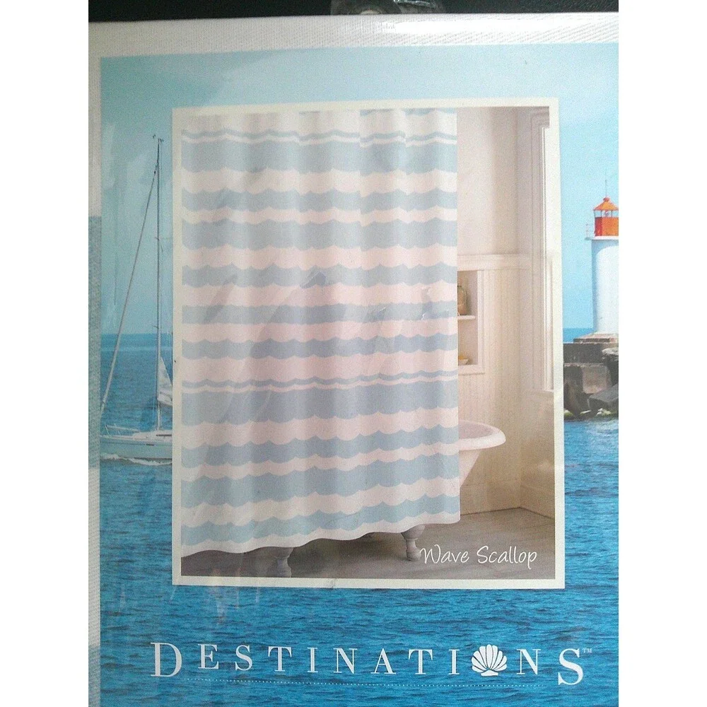 NEW  Destinations  100% Cotton Shower Curtain called Wave Scallop72 x 72